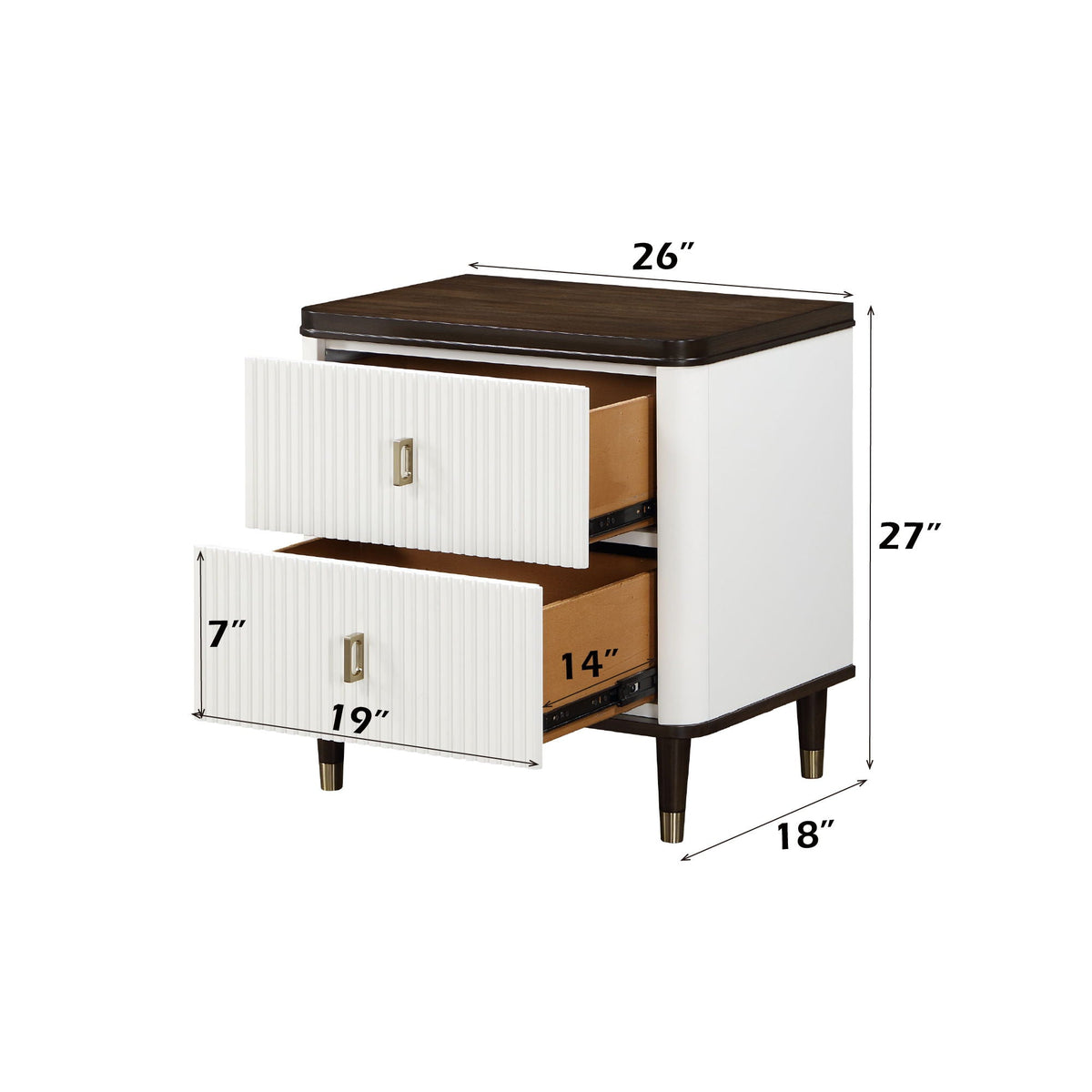 Carena 5 Piece Bedroom Set with Eastern King Bed - Wood & Fabric - Dark Brown/White