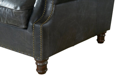 English Rolled Arm Sofa - Slate Leather