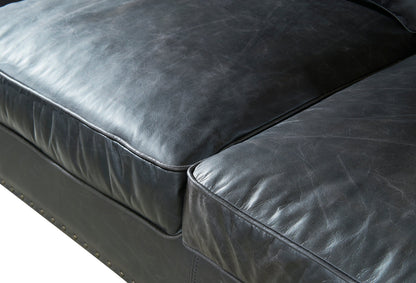 English Rolled Arm Sofa - Slate Leather