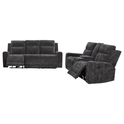 Kennett 2-piece Chenille Power Reclining Sofa Set Dark Grey