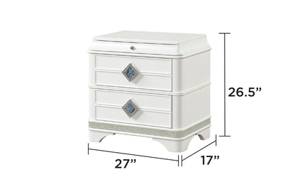 Laguna Modern Style 5 Pc Queen Upholstered Bedroom Set with LED Headboard - Blue Marble