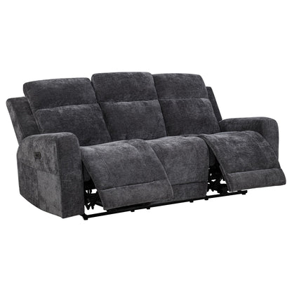 Kennett 2-piece Chenille Power Reclining Sofa Set Dark Grey