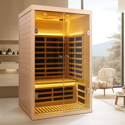 Hemlock Infrared Double Sauna Room with Glass Doors - 2 Person Indoor Luxury