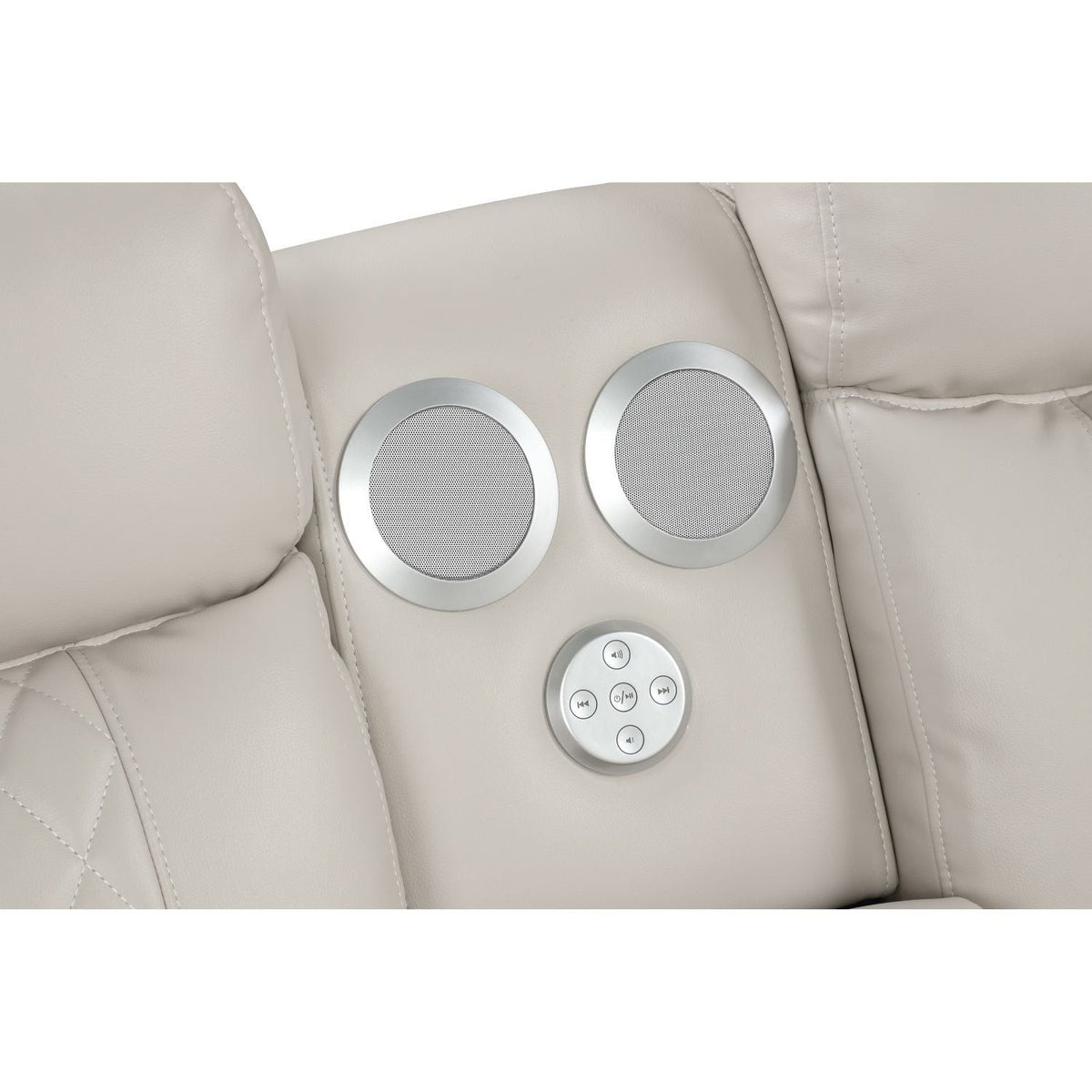 Power Reclining Sectional Sofa with Bluetooth Speakers and LED Lights - Beige