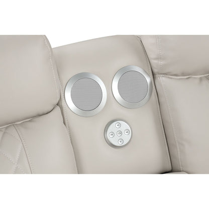Power Reclining Sectional Sofa with Bluetooth Speakers and LED Lights - Beige