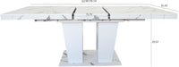 Extendable Dining Room Table for 6-10 Person, Modern Large Rectangular Kitchen Tables W/Dual Column Pedestal Base for Kitchen Living Room, White Marble