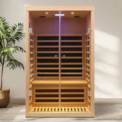 Hemlock Infrared Double Sauna Room with Glass Doors - 2 Person Indoor Luxury