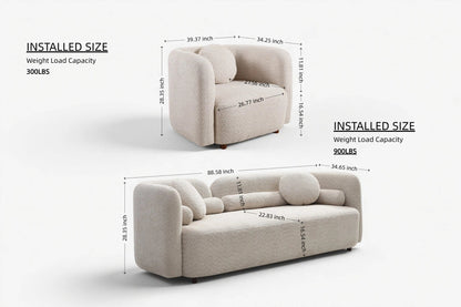 Granular Velvet Luxury Modern Couch for Living Room