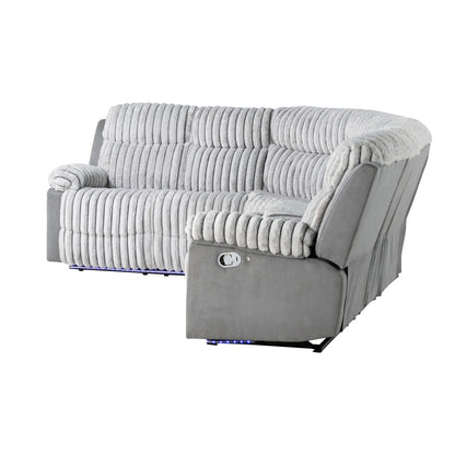 Gray Sectional Reclining Sofa with LED Lighting and Manual Recline