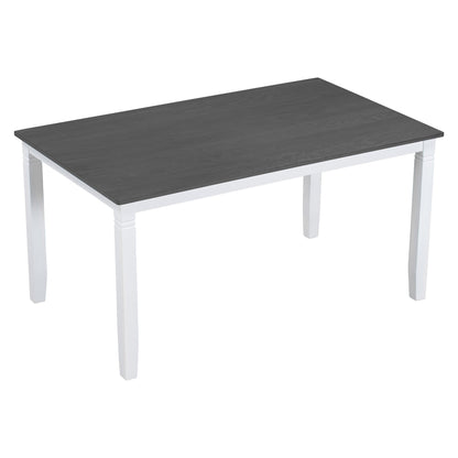 TOPMAX 6-Piece Wood Dining Table Set Kitchen Table Set with Upholstered Bench and 4 Dining Chairs, Farmhouse Style,Gray+White (old sku: SP000003AAK)