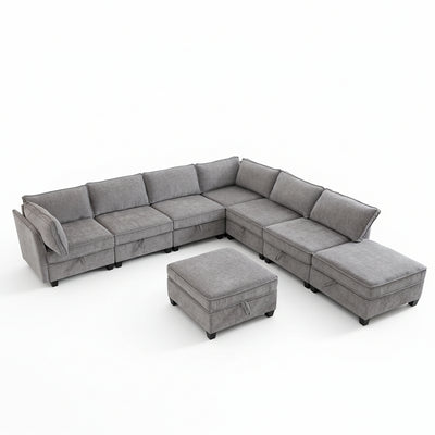 Modular Sectional Sofa Designed for Flexible Living, 8 Seater L-Shape, Hidden Storage, Reversible Chaise