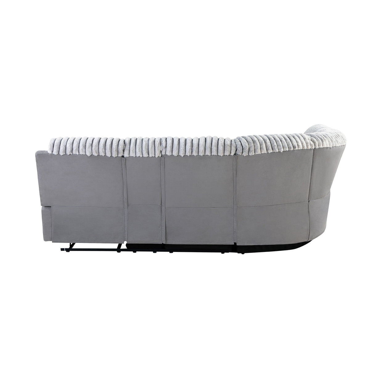 Gray Sectional Reclining Sofa with LED Lighting and Manual Recline