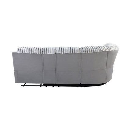Gray Sectional Reclining Sofa with LED Lighting and Manual Recline