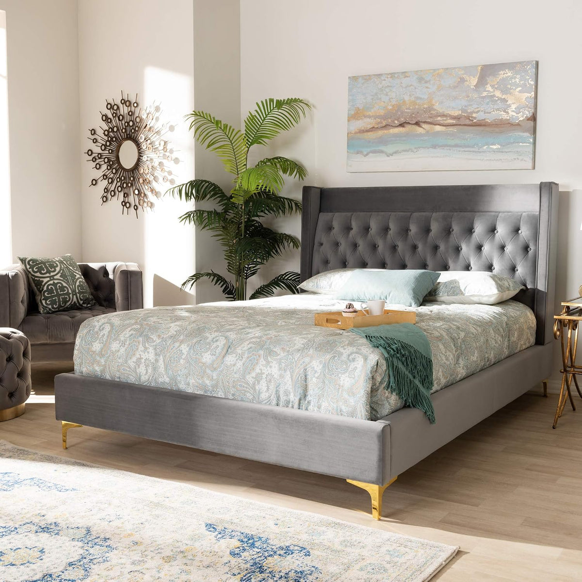 Beds (Platform), Queen, Gray