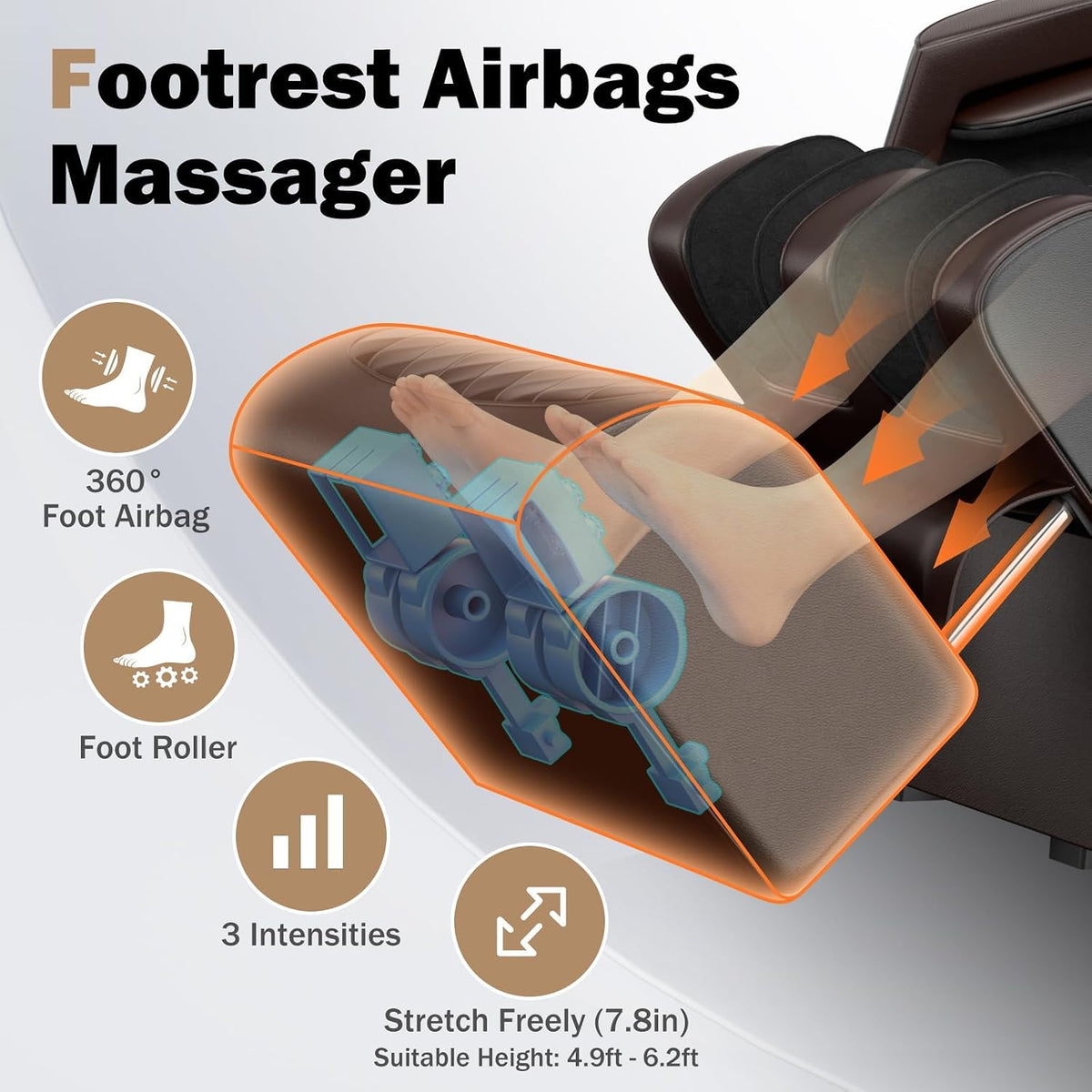 Massage Chair Full Body 53" Sl-Track Zero Gravity Shiatsu, Brown