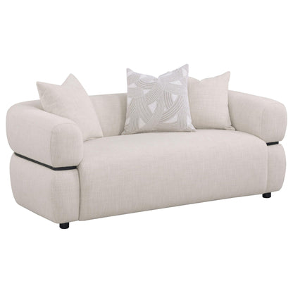 Jeanette 3-piece Fabric Upholstered Round Arm Sofa Set Beige