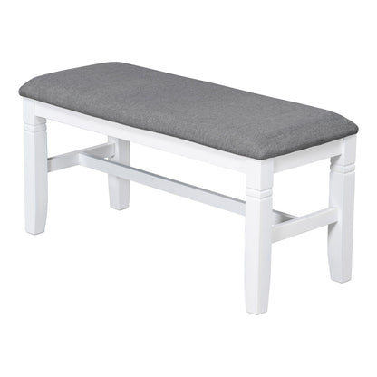 TOPMAX 6-Piece Wood Dining Table Set Kitchen Table Set with Upholstered Bench and 4 Dining Chairs, Farmhouse Style,Gray+White (old sku: SP000003AAK)