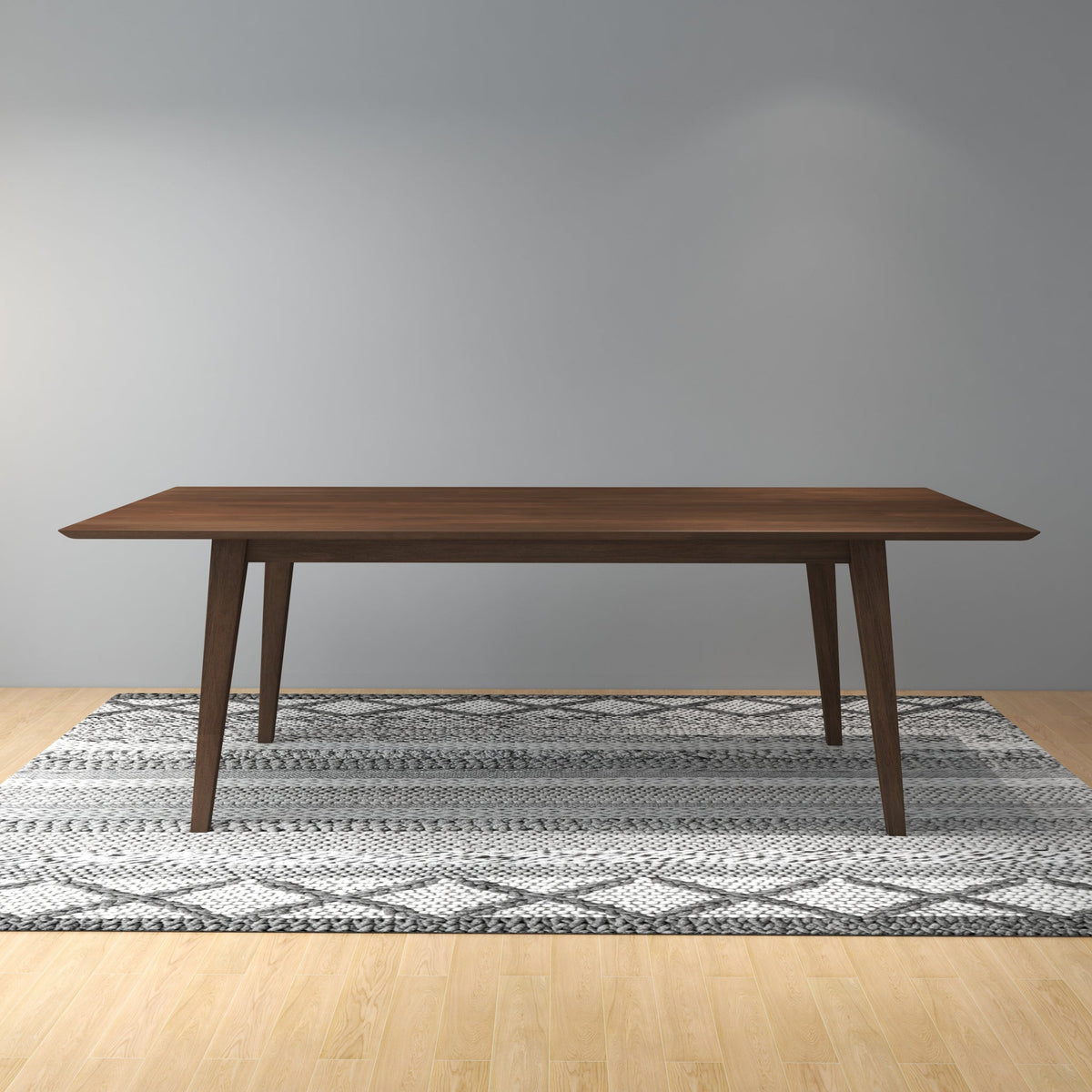 Levi Mid‑Century Solid Wood Dining Table Set, 86" Rectangular Kitchen Dining Table with 6 Pcs Leon PU Leather Dining Chairs, Modern Wood Dining Room Furniture Set for Home Kitchen