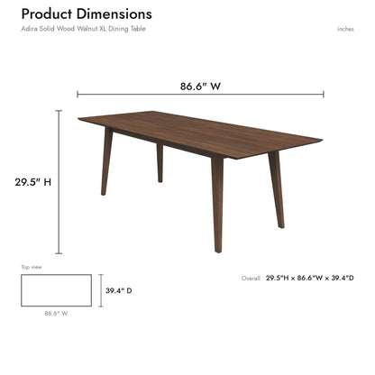 Levi Mid‑Century Solid Wood Dining Table Set, 86" Rectangular Kitchen Dining Table with 6 Pcs Leon PU Leather Dining Chairs, Modern Wood Dining Room Furniture Set for Home Kitchen