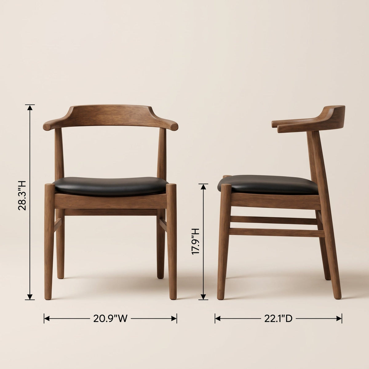 Levi Mid‑Century Solid Wood Dining Table Set, 86" Rectangular Kitchen Dining Table with 6 Pcs Leon PU Leather Dining Chairs, Modern Wood Dining Room Furniture Set for Home Kitchen