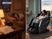 Full Body Massage Chair Designed for Complete Relaxation, 4D SL-Track, 40 Airbags, Zero Gravity Reclining — Before & After