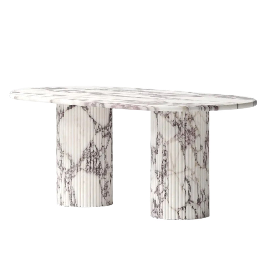 Calacatta Viola Marble Oval Dining Table - 75-inch Polished Finish