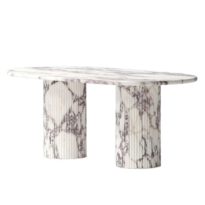 Calacatta Viola Marble Oval Dining Table - 75-inch Polished Finish