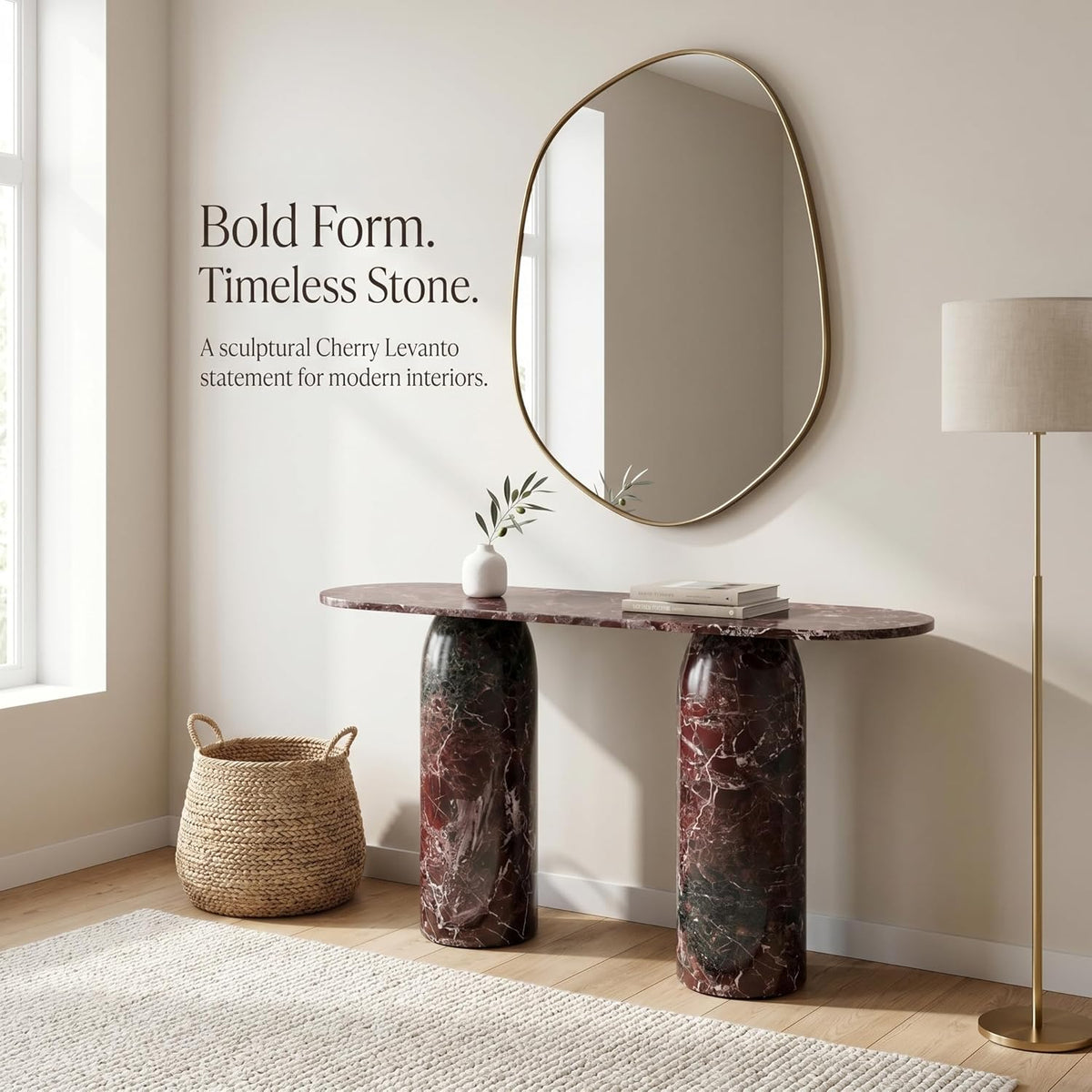 Handmade Natural Marble Console Table | Custom Stone Entryway & Sofa Table