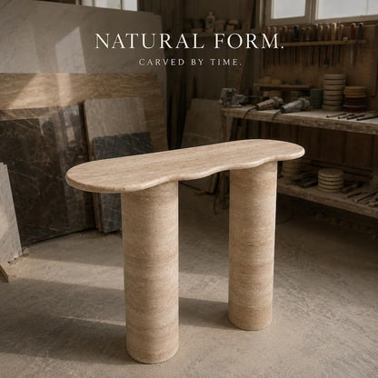 Handmade Travertine Console Table, Custom Marble Entryway Table