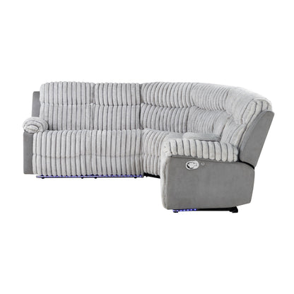 Gray Sectional Reclining Sofa with LED Lighting and Manual Recline