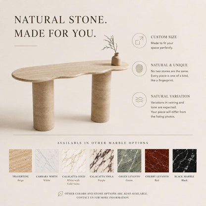 Handmade Travertine Console Table, Custom Marble Entryway Table