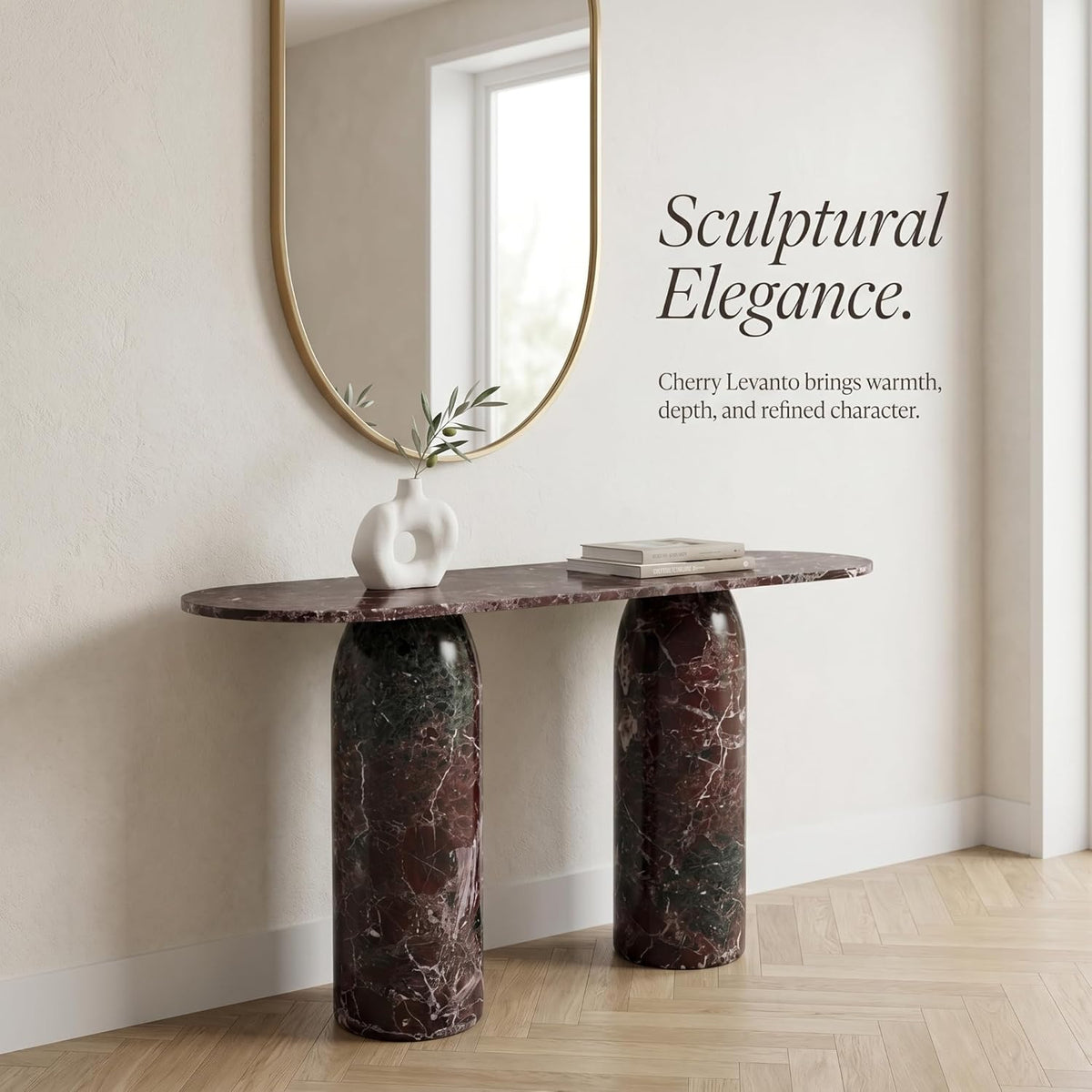 Handmade Natural Marble Console Table | Custom Stone Entryway & Sofa Table