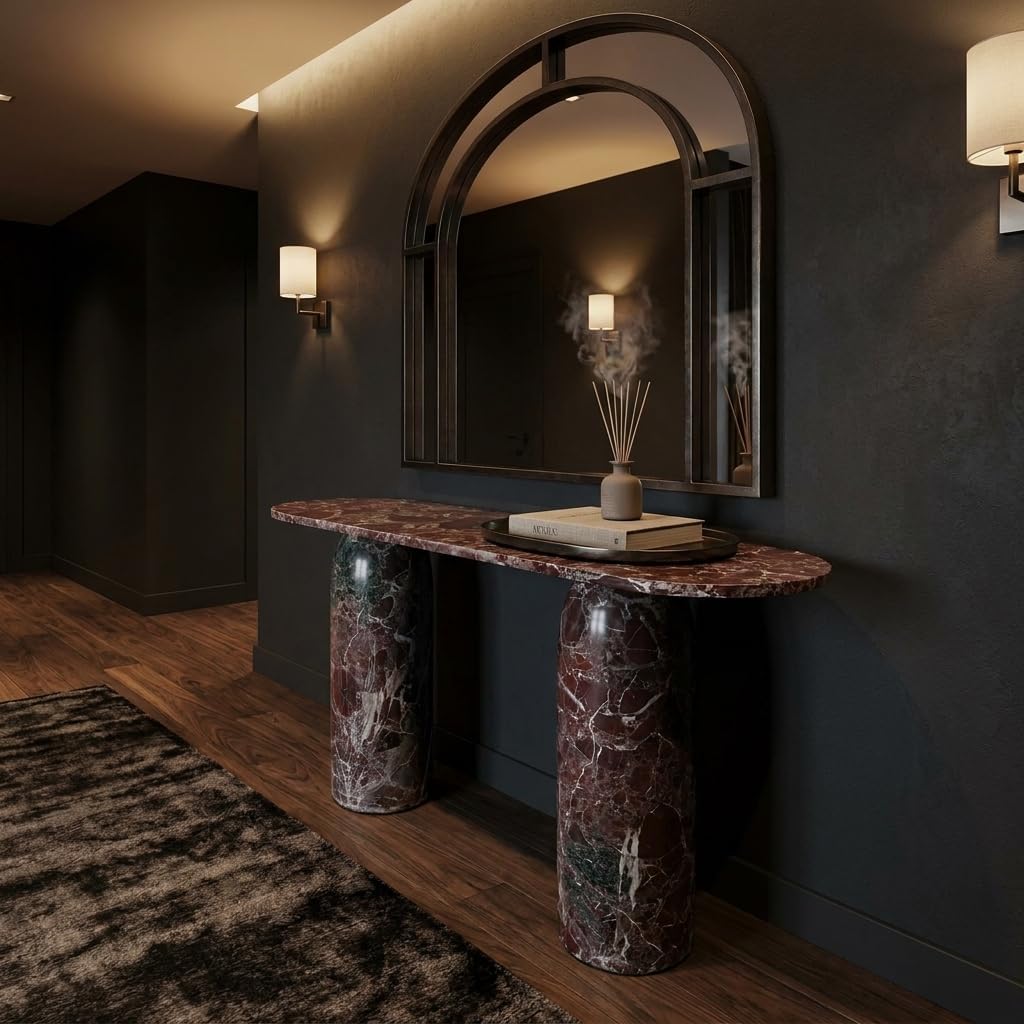 Handmade Natural Marble Console Table | Custom Stone Entryway & Sofa Table