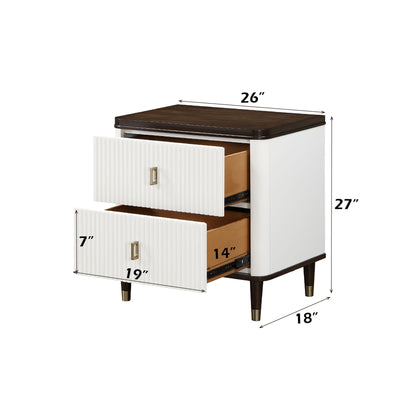 Carena 5 Piece Bedroom Set with Eastern King Bed - Wood & Fabric - Dark Brown/White